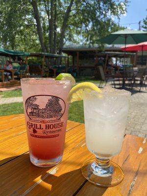 Spiked strawberry lemonade and a gin and lemonade