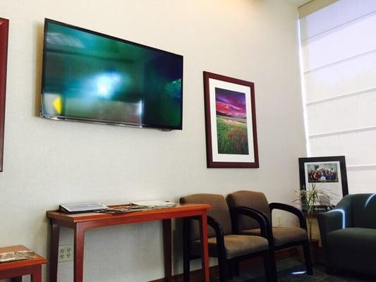 Big screen TV in the waiting area