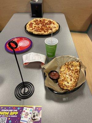 Pizza and cheese bread