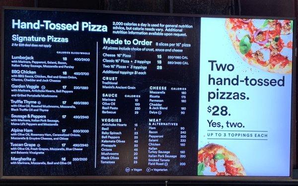 Lumberyard Pizza Menu