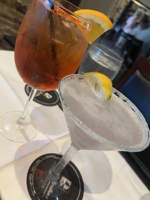 Lavender lemon drop martini & aperol spritz