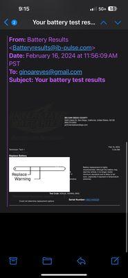 battery test failure during warranty period