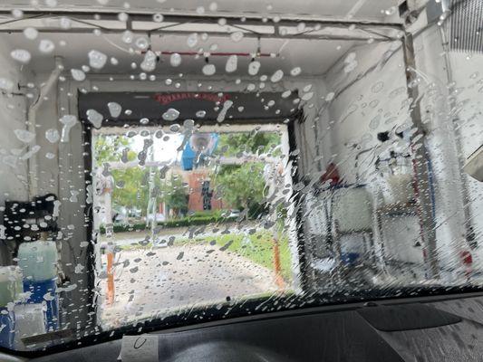 view from inside the car wash