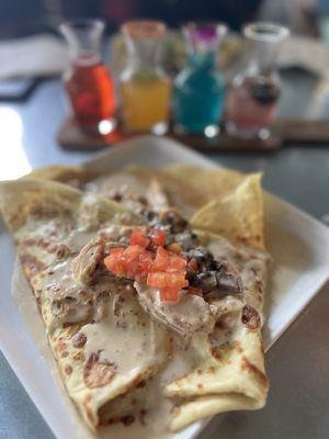 Chicken and mushroom crepe