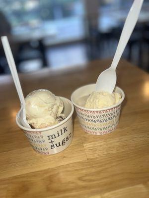 Happy Wife & Sundae Funday (left) + Peach Cobbler & Butter Pecan Streusel (right)