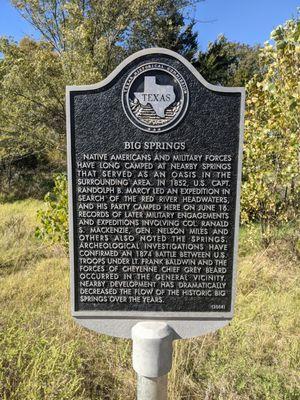 Big Springs Historical Marker, Lefors TX