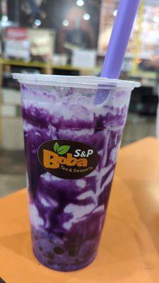 Ube Milk Tea with 50% sweetness. Just right.  Already includes the pearls.