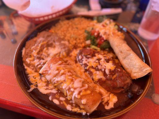 Flauta + Chile relleno enchilada plate ($16.99)  IG: @ohmyono