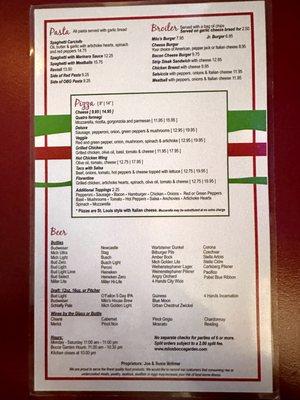 Menu side 2