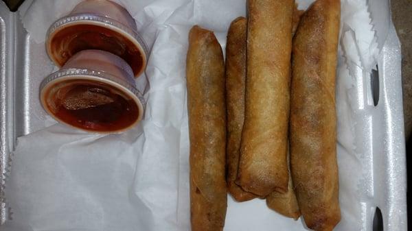 Lumpia with red pepper dipping sauce