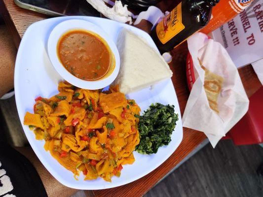 Rafiki Matumbo (tripe) , ugali and skuma( greens)