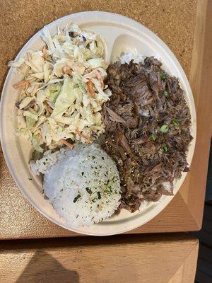 Kalua Pork, rice, and slaw