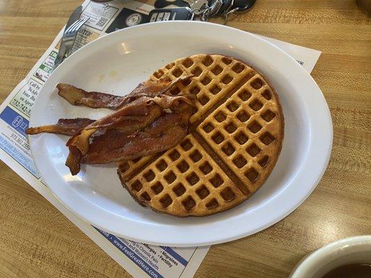 waffle with bacon