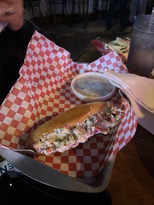 Lobster roll and broccoli salad