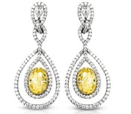 High end fancy intense yellow diamond earrings!