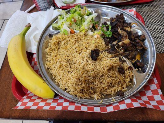 Beef suqaar with rice