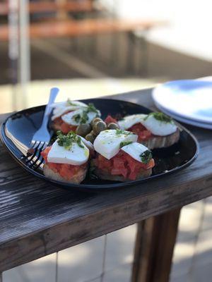 Bruschetta and olives.