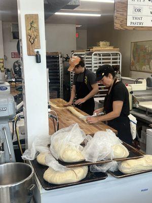 Amanda hard at work cranking out morning buns!