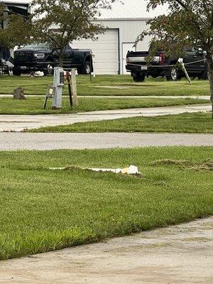 Lamp posts on the ground