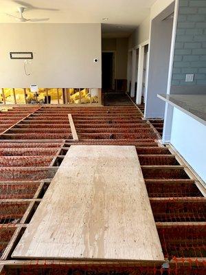 Before - This customer had to have all of the flooring, the subfloor,  and some drywall removed because of water damage.