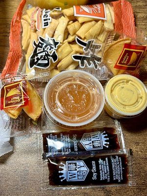 Noodles and sauces with a takeout order