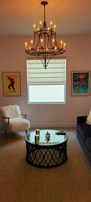 Hunter Douglas Vignette Modern Roman Shades semi opaque  with 6 inches folds , Installed in Boynton Beach Florida by Window Horizons Corp!