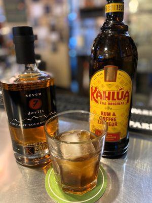 Devil's Revolver!
Seven Devils Bourbon - Kahlua - Orange Bitters