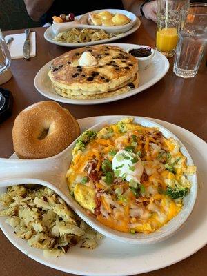 Full order:  Vegetarian Fritatta, Blueberry Pancakes and Eggs Benedict