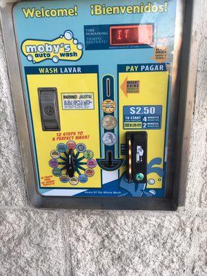 12 position meter box accepts credit cards, tokens and coins. Delivers tire cleaner, high pressure soap and rinse, wax,  bug remover & more!