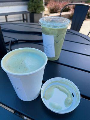 lavender oat latte, lavender oat matcha