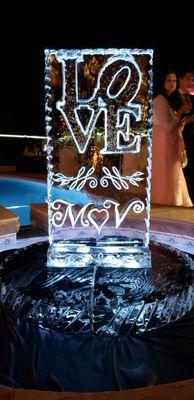 We can provide special lighting to give your sculpture a glow...like this LOVE piece for a lucky couple's engagement