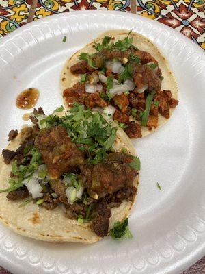 Al pastor and asada tacos