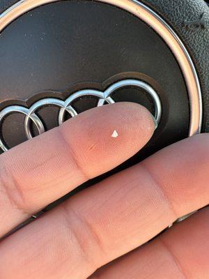 Here is a piece of the shell i am still picking out of my teeth in the parking lot.