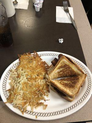 Texas Bacon Angus Patty Melt With Hashbrowns