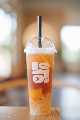 Peach Black Tea w/ Lychee Coco Jelly