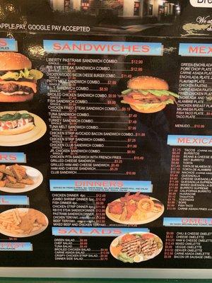 Sandwich menu