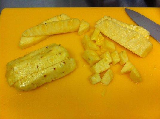 Freshly cut pineapple