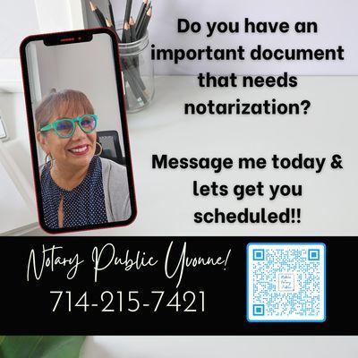 Do you have documents that need notarization?
Call Yvonne Flores, Mobile Notary Public