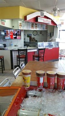 Tables are for taqueria customers.