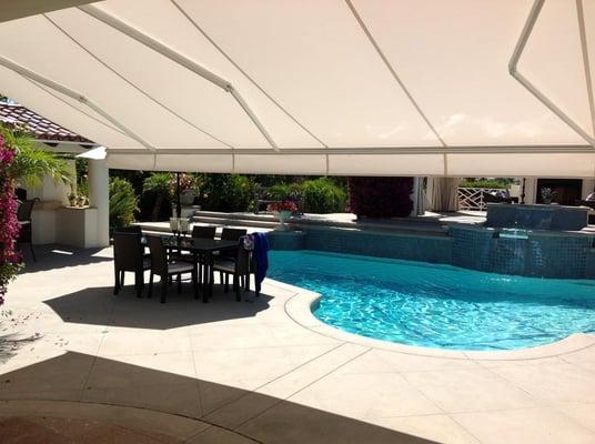 View from below a Retractable Awning