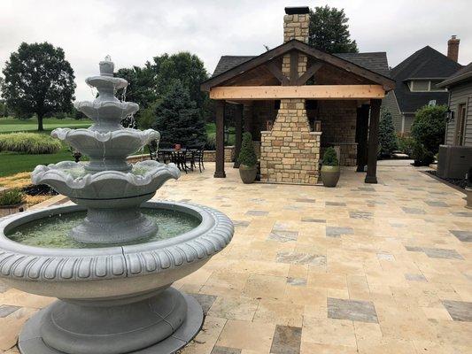 Travertine patio, awesome fountain, perfect pavilion, Highland Lakes. Need I say more :)