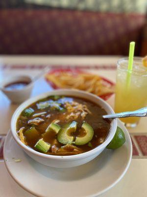 Tortilla Soup. Peach Sangria.