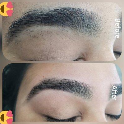 Eyebrow threading before/after