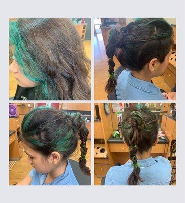 Homecoming dance! She wanted braids-inspired by Amazon Wonder Woman warriors!! Before and after style by Gina