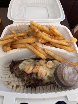 New York Strip Italiano, Fries and Salad