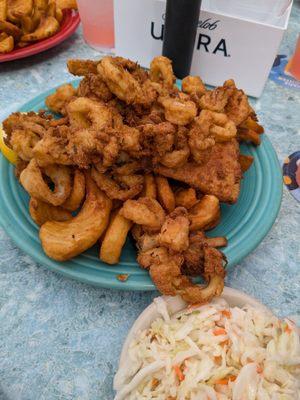 Fisherman's platter with coleslaw