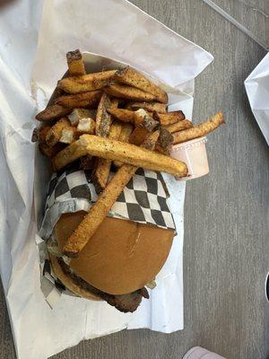 Tritip sandwich and fries