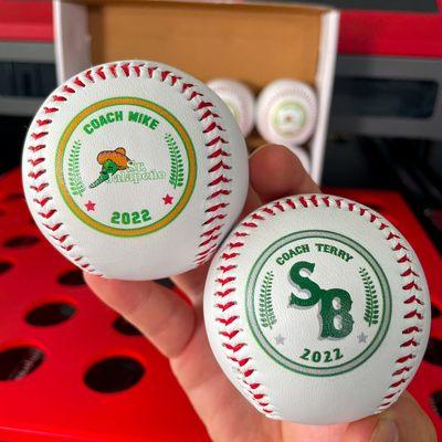 Our custom baseballs make excellent gifts for both players and coaches!