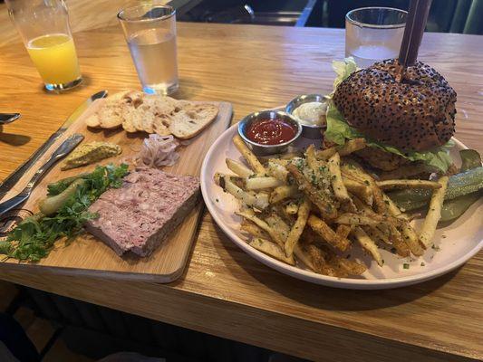 Pate and Fried chicken with truffle fries add-on