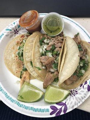 Chicken (left) and carnitas (right)